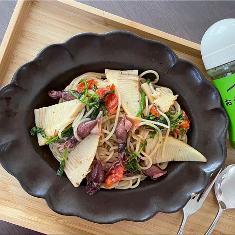 「おうちパスタ バジル」を使ってみたSnapdishの料理・レシピ写真:ホタルイカと筍と菜の花のバジルパスタ🌿