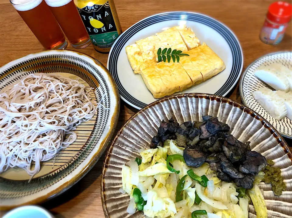 だし巻き卵　ざる蕎麦　地鶏の炭火焼|じゅんさんさん