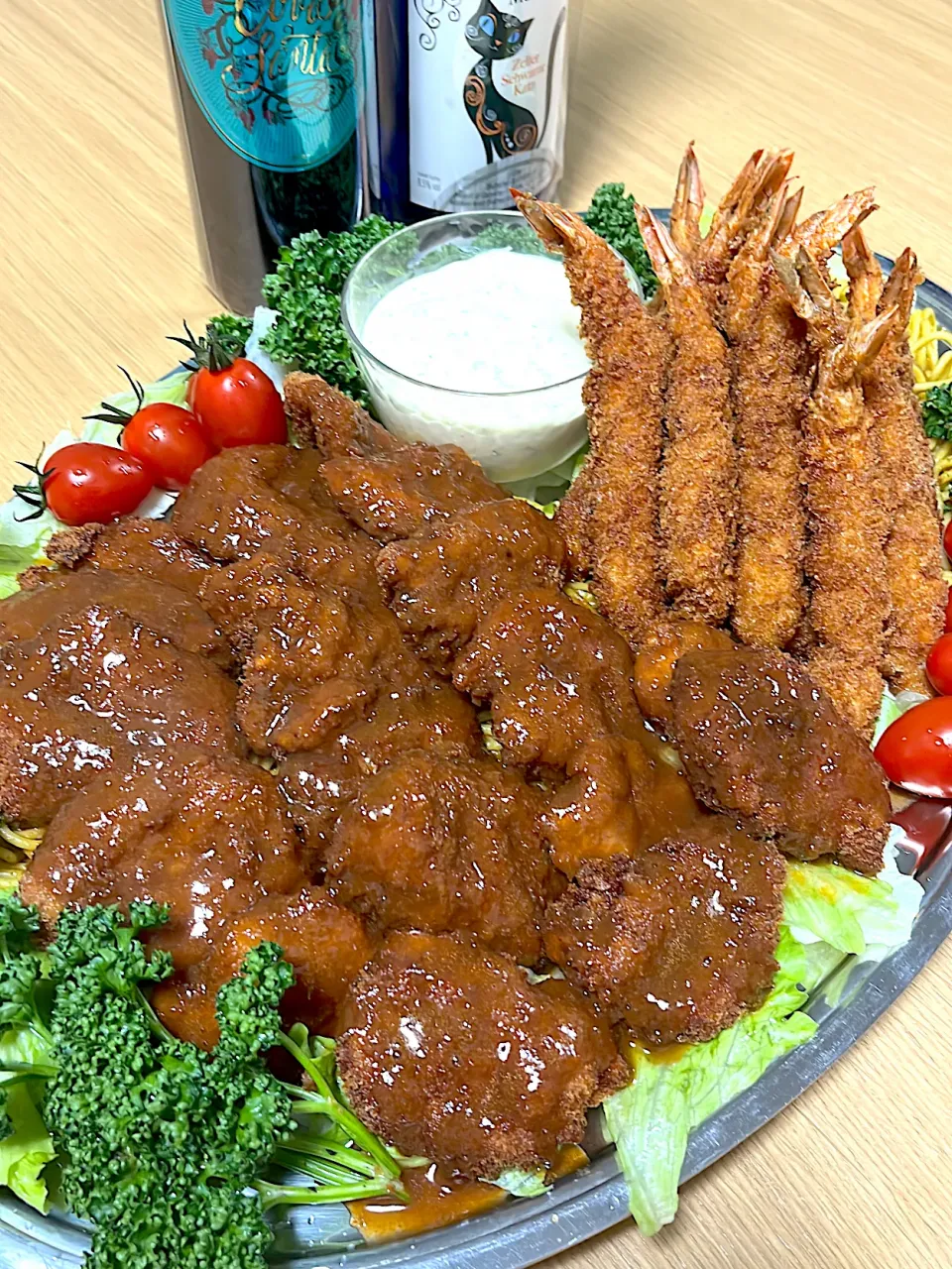 とんヘレカツとエビフライ🍤🐽カレースパ🍝プレート😊|こうさん