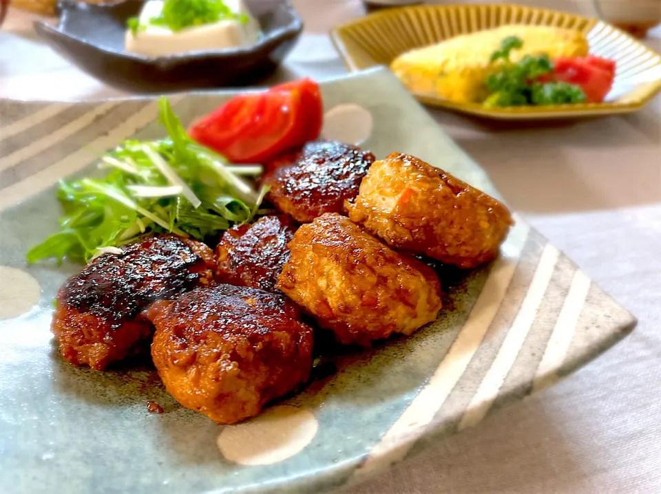 つくねの照り焼きと明太チーズ入りだし巻き卵|ゆかりさん