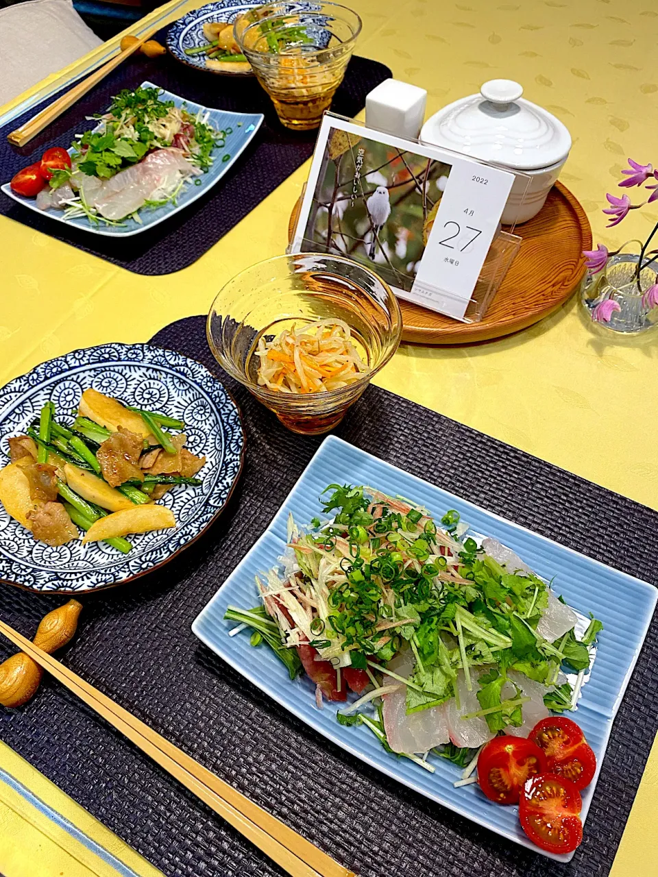 真鯛&鰹の薬味和え、豚肉と蕪の甘辛炒め|papinさん