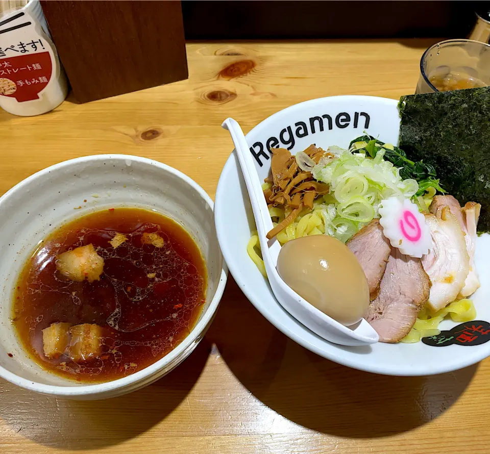 醤油つけ麺(手もみ麺・中盛)＋味玉@麺菜Regemen|morimi32さん