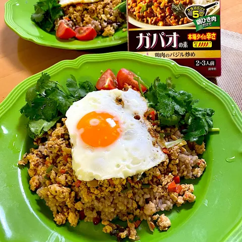 「タイクック　ガパオの素(本場タイの辛さ)」を使ってみたSnapdishの料理・レシピ写真:ヤマモリさんのガパオライス♬