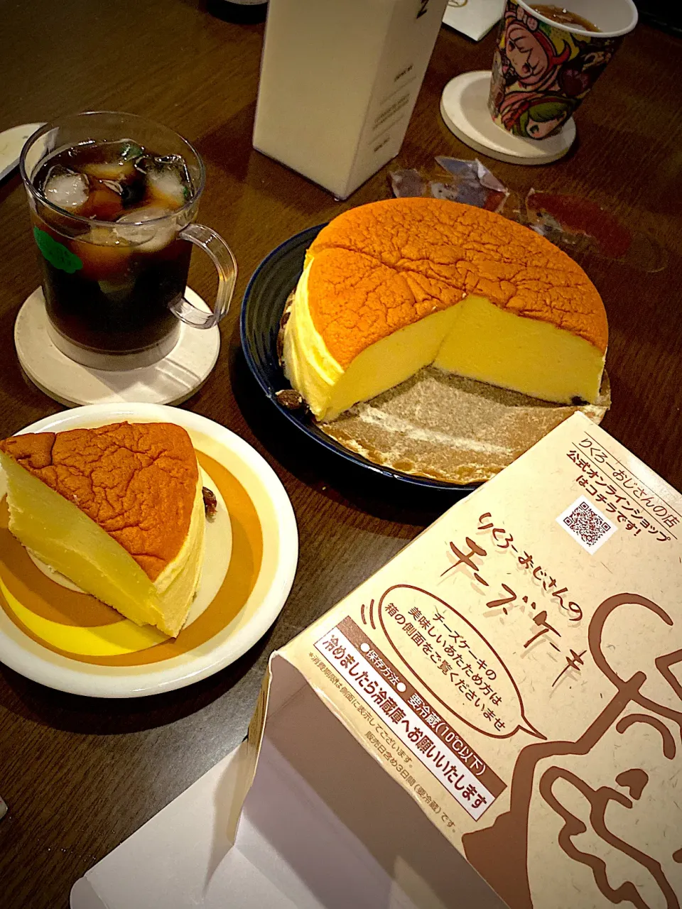 リクローのチーズケーキ🧀　レーズン入り　アイスコーヒー|ch＊K*∀o(^^*)♪さん