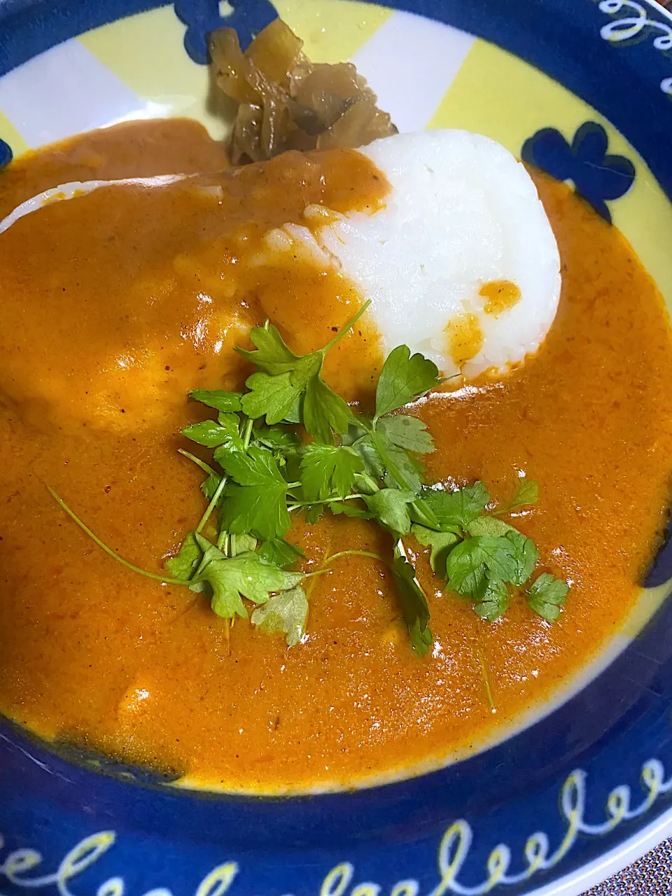 今日の朝ごはん。チキンバターカレー。|くのっちさん