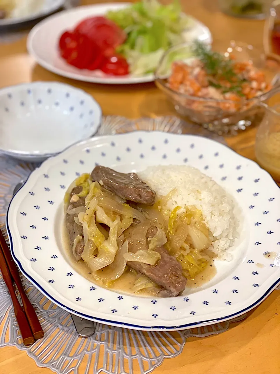 肩ロースと春キャベツのビネガー煮　甘エビとサーモンのタルタル|エトフさん