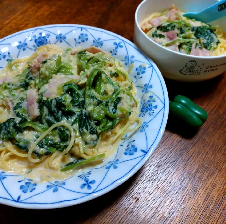 ほうれん草が主役のコーンクリームパスタ|☆ちび☆さん