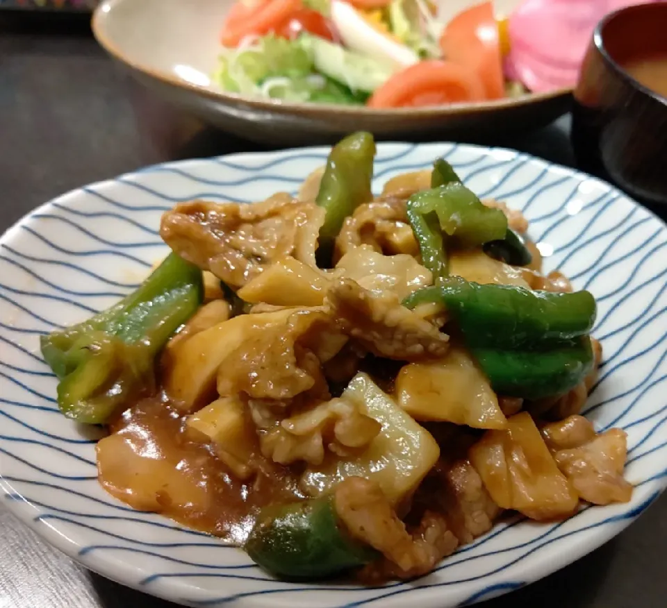 筍豚バラ鶏肉炒め|まゆみさん