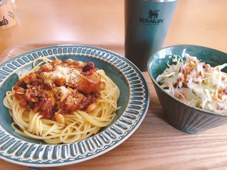 先ほどのリメイク、チリビーンズでパスタ🍝|海斗さん