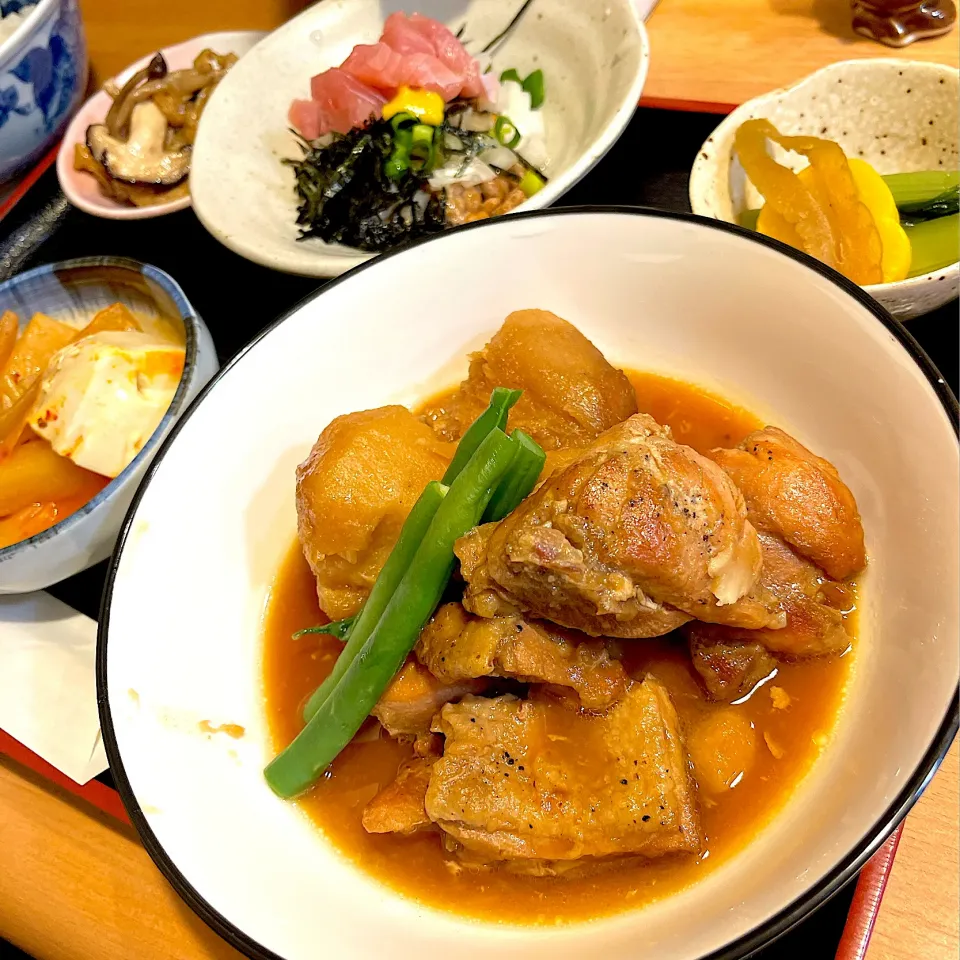 里芋と鳥の煮物定食＋納豆@わさび(月島)|塩豚骨さん