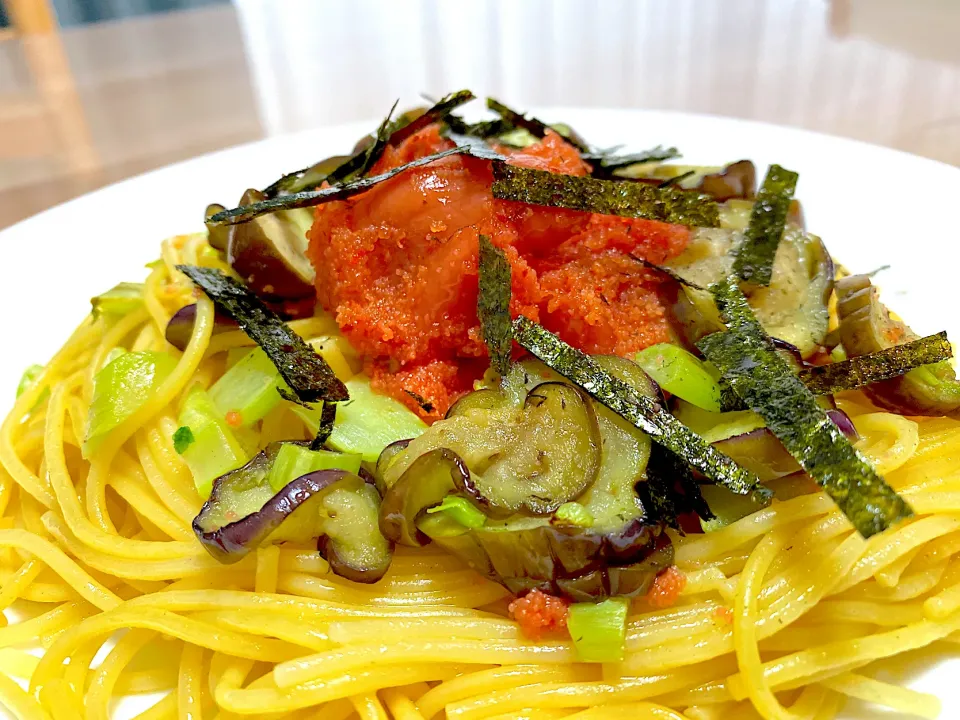 明太子と茄子と大根葉のパスタ🍝|かおちゃんさん