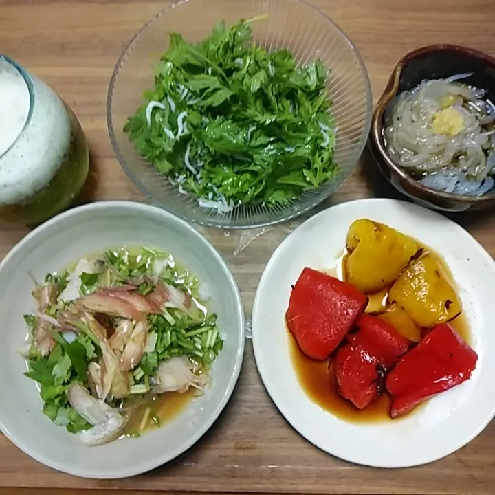 20220504
蒸し鱈
白魚
焼きハプリカ
春菊のナムル|noccoさん