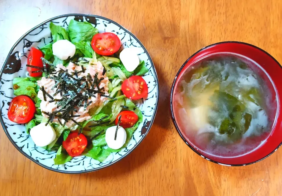 2022 0503　サラダそうめん　豆腐とわかめのお味噌汁|いもこ。さん