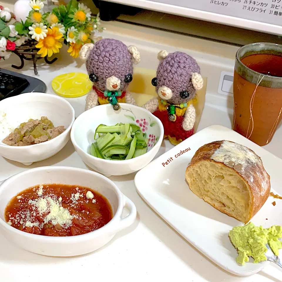 Snapdishの料理写真:朝ごぱん(・ω・｀)|chagashiさん