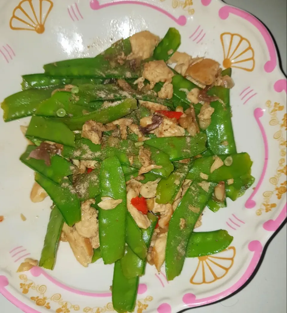 stir fry peas with chicken|patcookingfeverパットさん