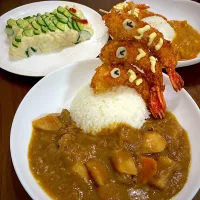 Snapdishの料理写真:こいのぼりカレーとポテトサラダ|Katyさん