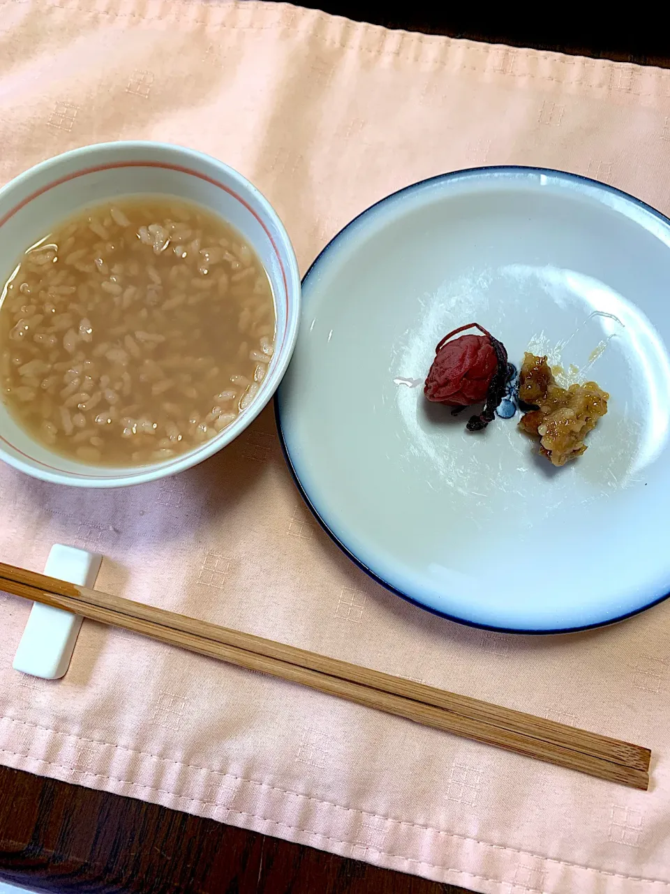 茶粥　梅干し　金山寺味噌|プクママさん