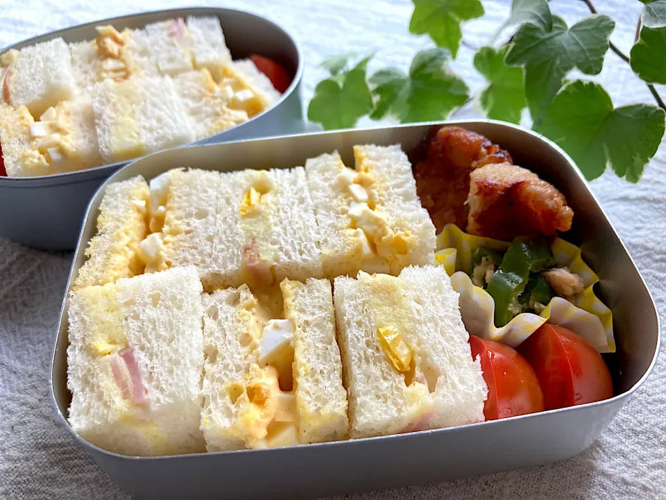 ＊サンドイッチ弁当🥪＊ちびたんとべびたんの幼稚園お弁当＊|＊抹茶＊さん