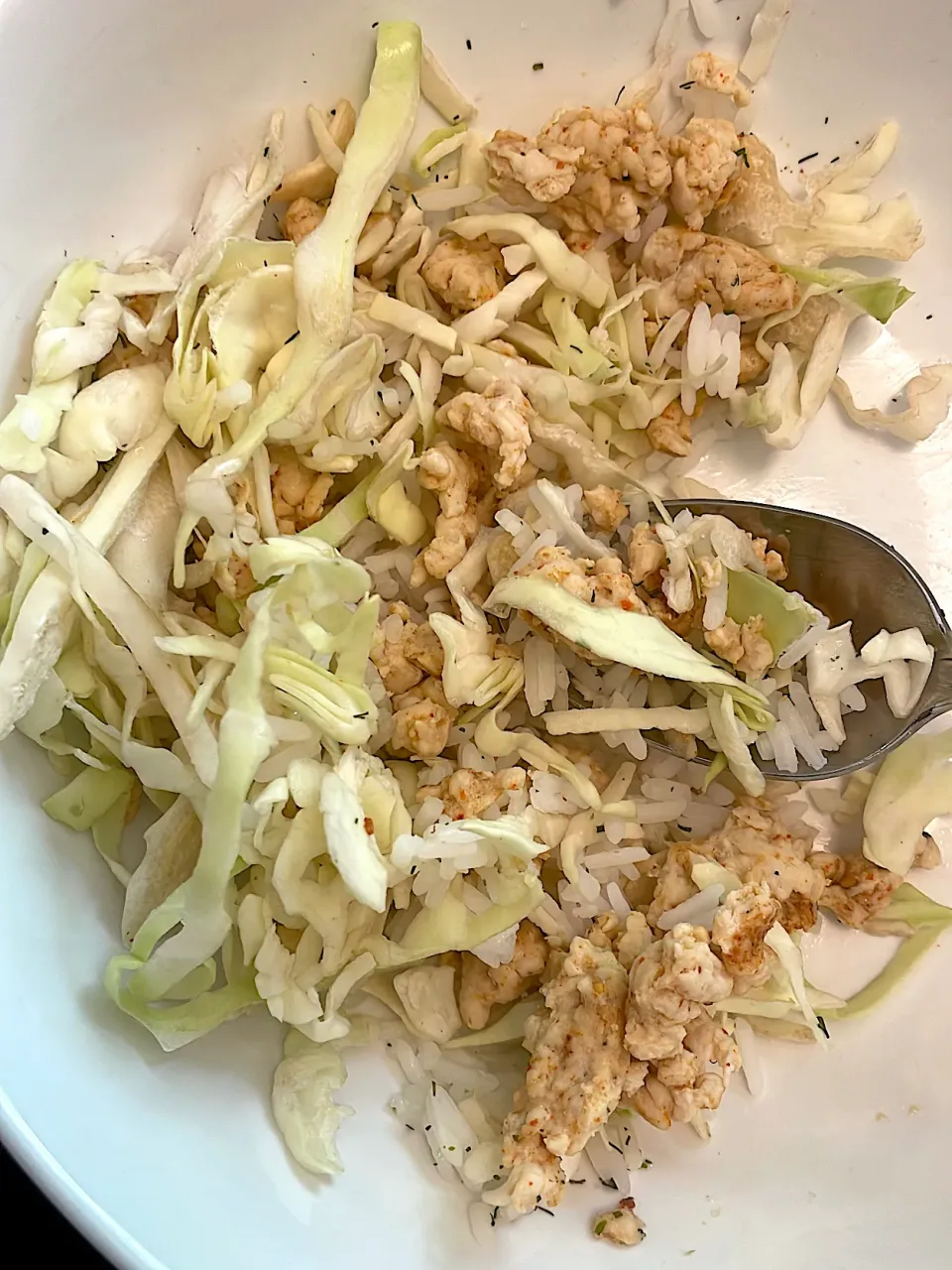 The IDGAF macro friendly lunch of rice, 99 lean Turkey and cabbage 🤣|kelsさん