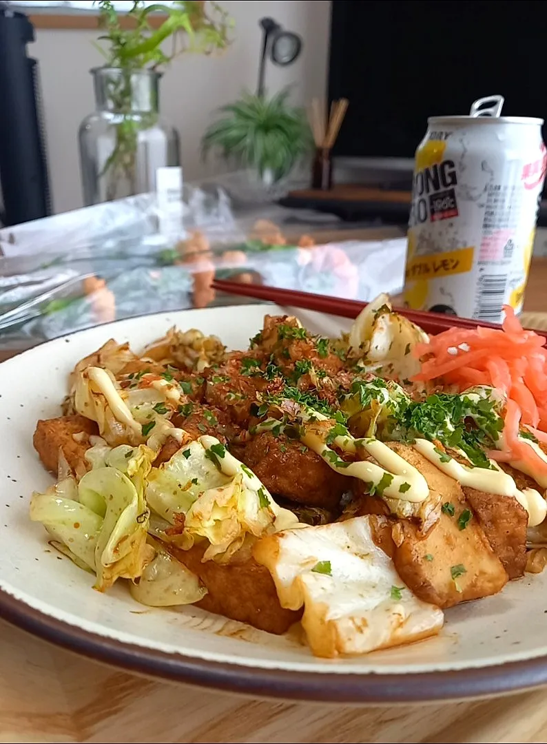 お好み焼き風厚揚げｽﾞﾎﾞﾗver.|まりおさん