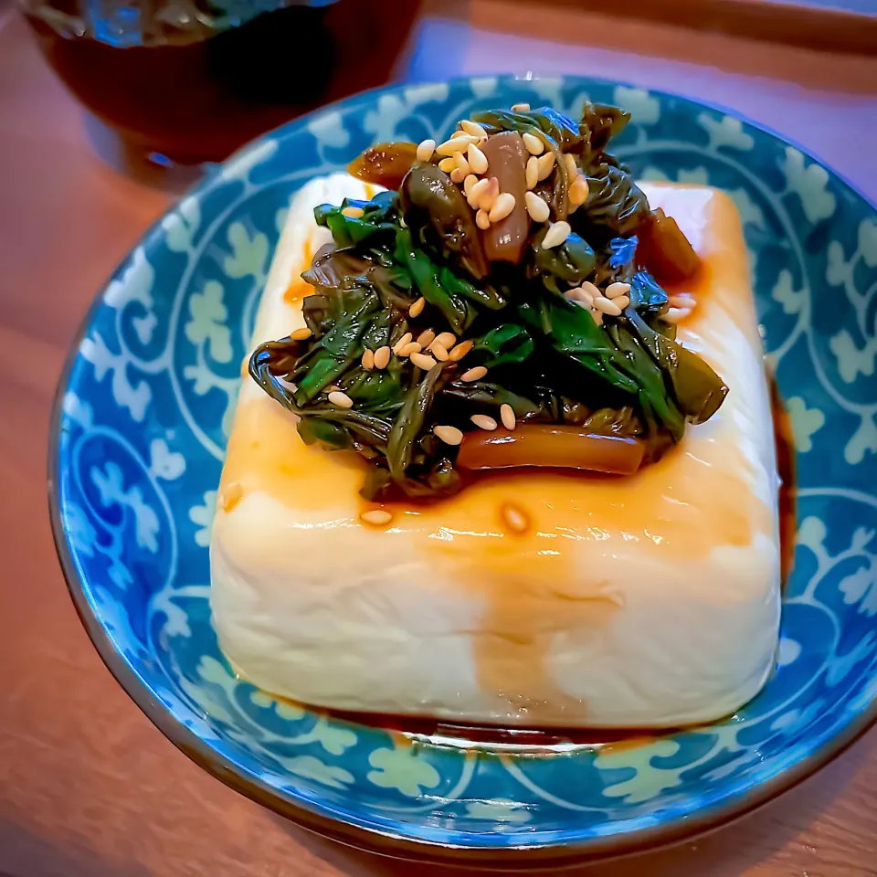 葉わさびの醤油漬け🍃お豆腐のっけ🍶|にゃんぺこさん