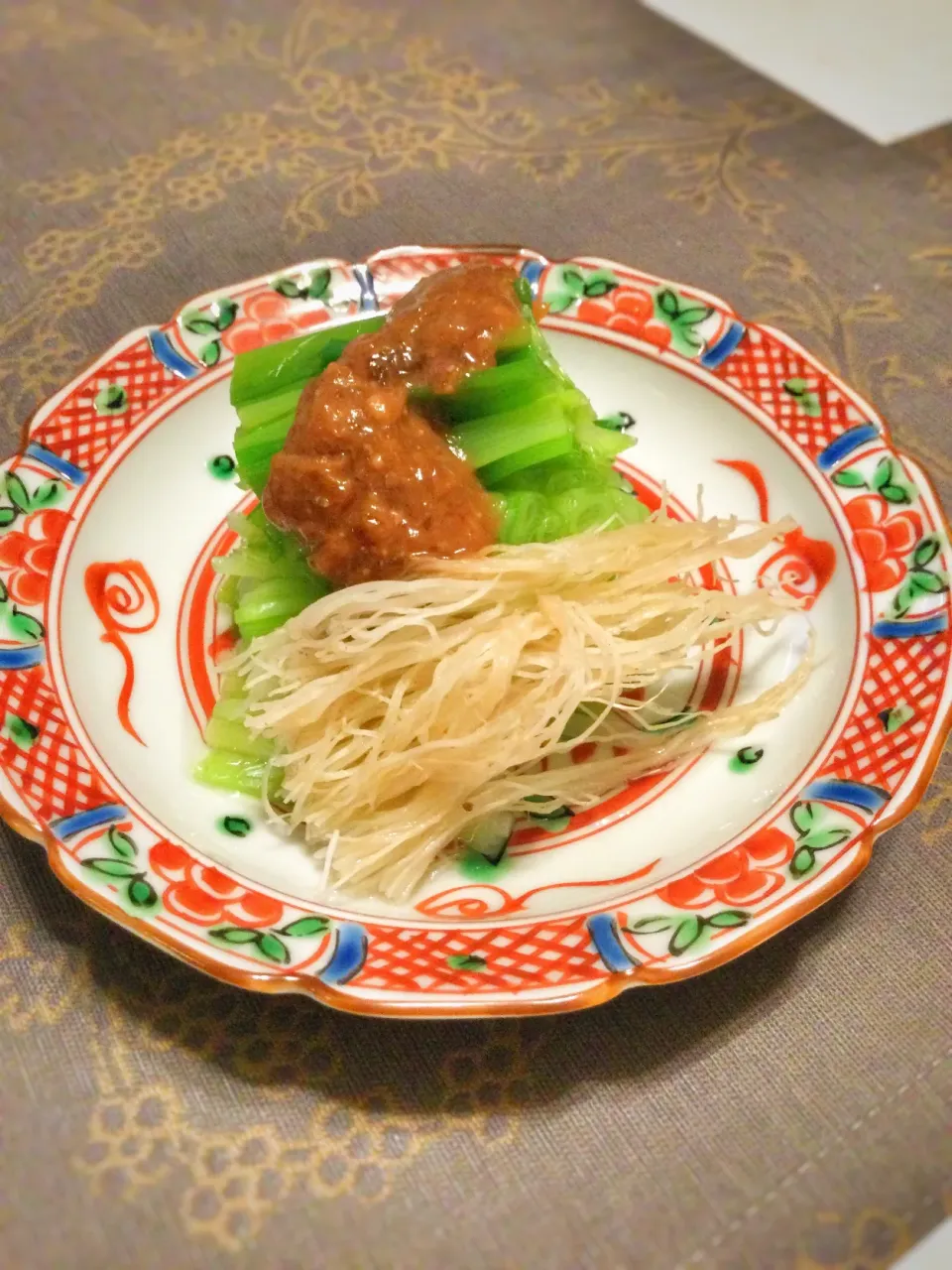 まるごと小松菜の梅味噌掛け|ニャーオさん