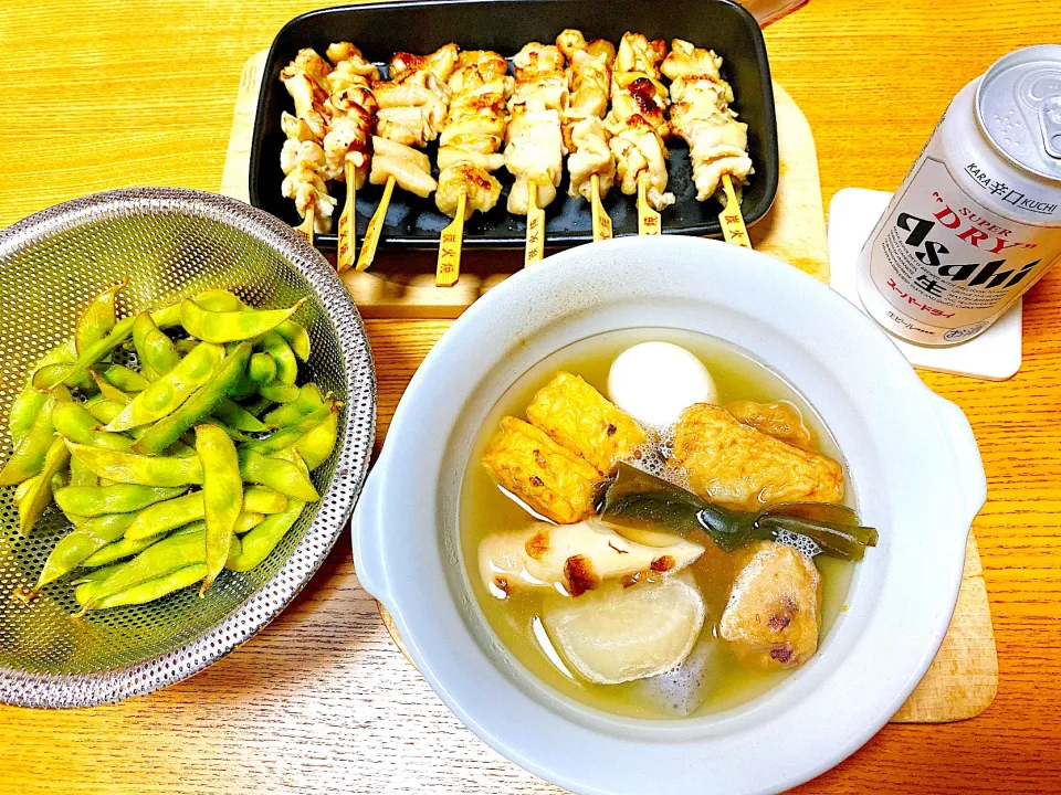 焼き鳥(皮)
おでん🍢
初物の枝豆|naoさん