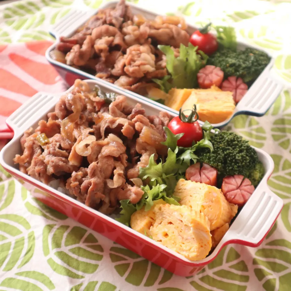 高校生男子弁当🍱豚肉すき焼き煮丼|なかじー。さん