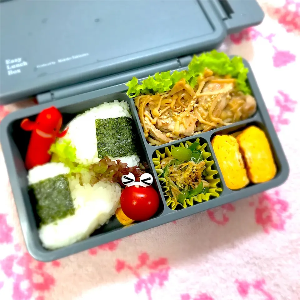 Snapdishの料理写真:SJK弁当🍱〜豚肉えのきマヨポン炒め・玉子焼き・無限ピーマン・ソーセー人|華恋さん