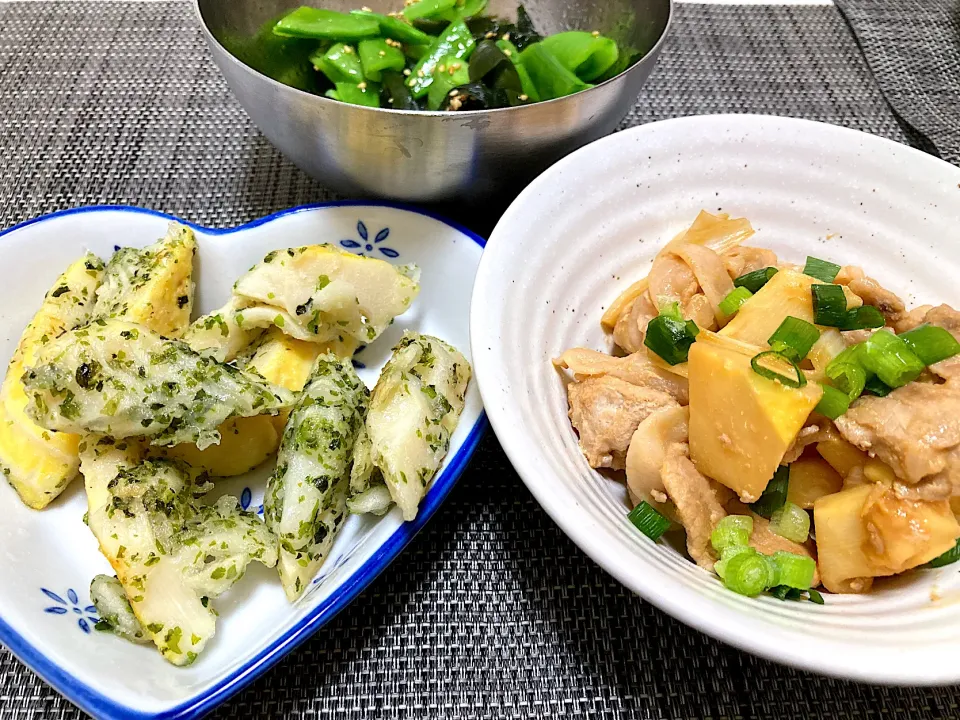 筍の磯辺焼きと味噌オイスター炒め|ちぼさん