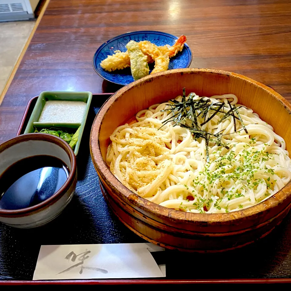 Snapdishの料理写真:たらいうどん、天ぷら|yakinasuさん