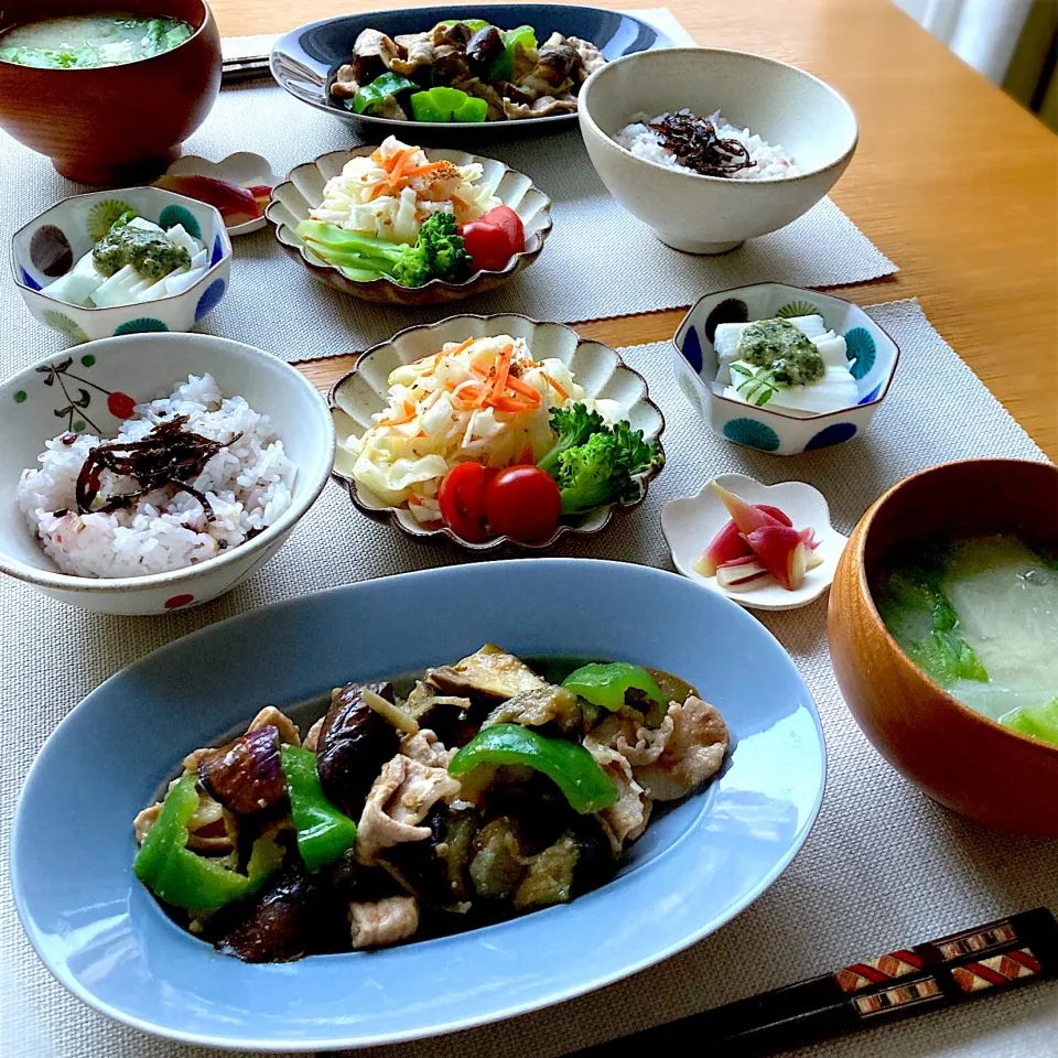 Snapdishの料理写真:豚ナスピーマン味噌炒め|むぎこさん