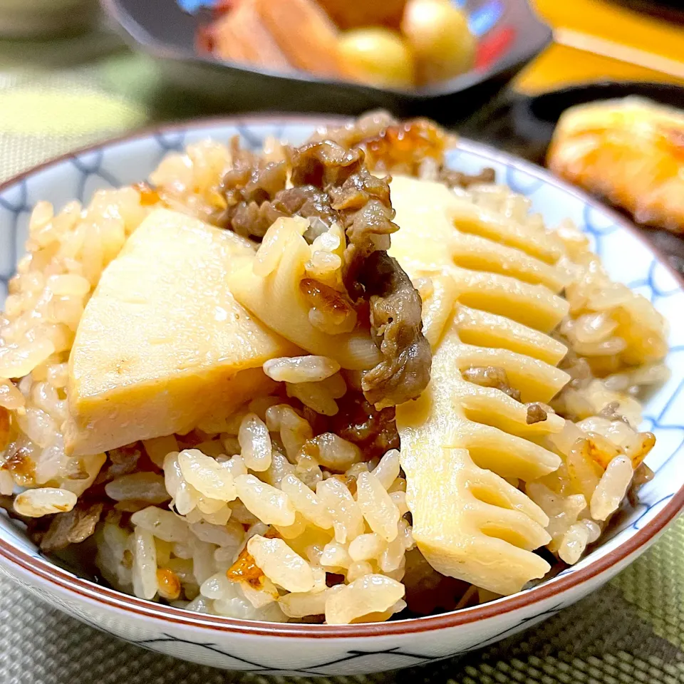 タケノコと牛肉の炊き込みご飯|海鼠さん