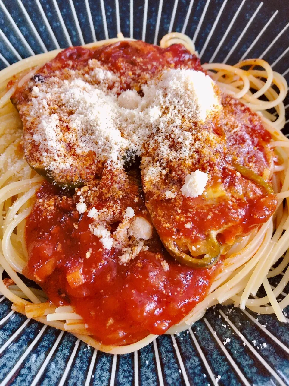 ピーマンの肉詰めパスタ🍝|海斗さん