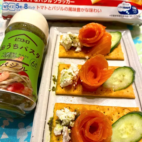 「おうちパスタ バジル」を使ってみたSnapdishの料理・レシピ写真:手作りカッテージチーズDEカナッペ