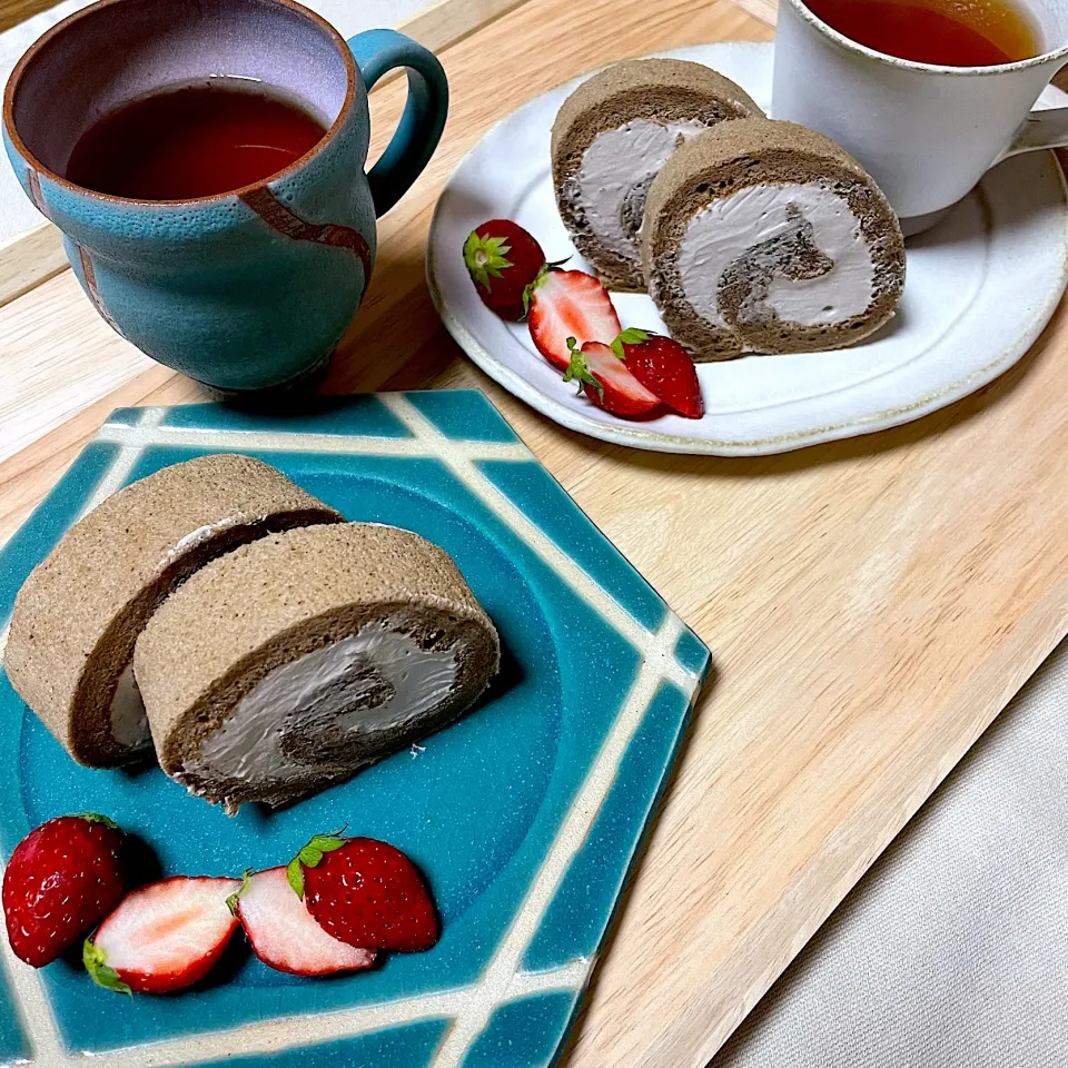 ほうじ茶シフォンロールケーキ|すと☺︎*☻さん