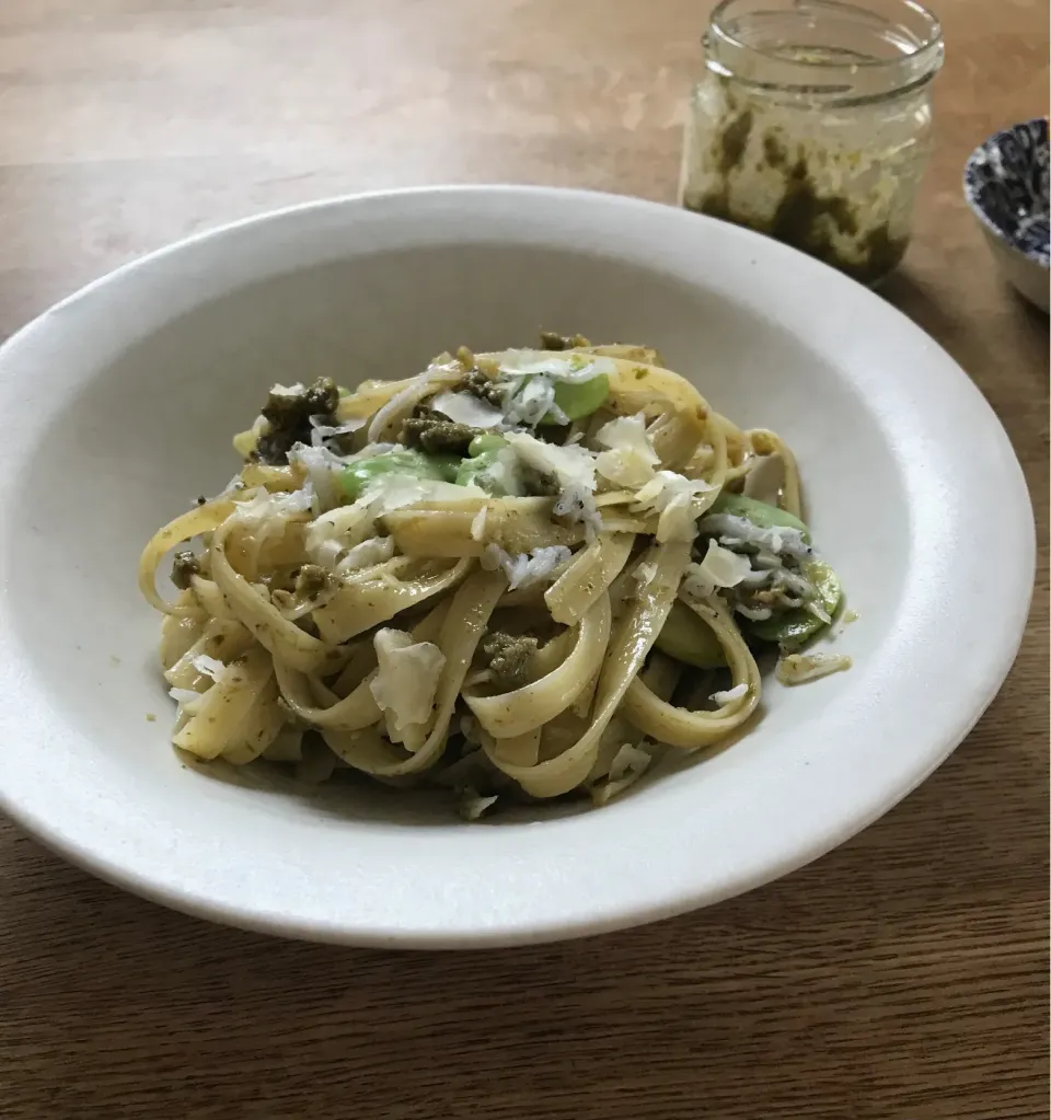 そら豆としらすのふきのとうソースのパスタ|ボンジュール！さん