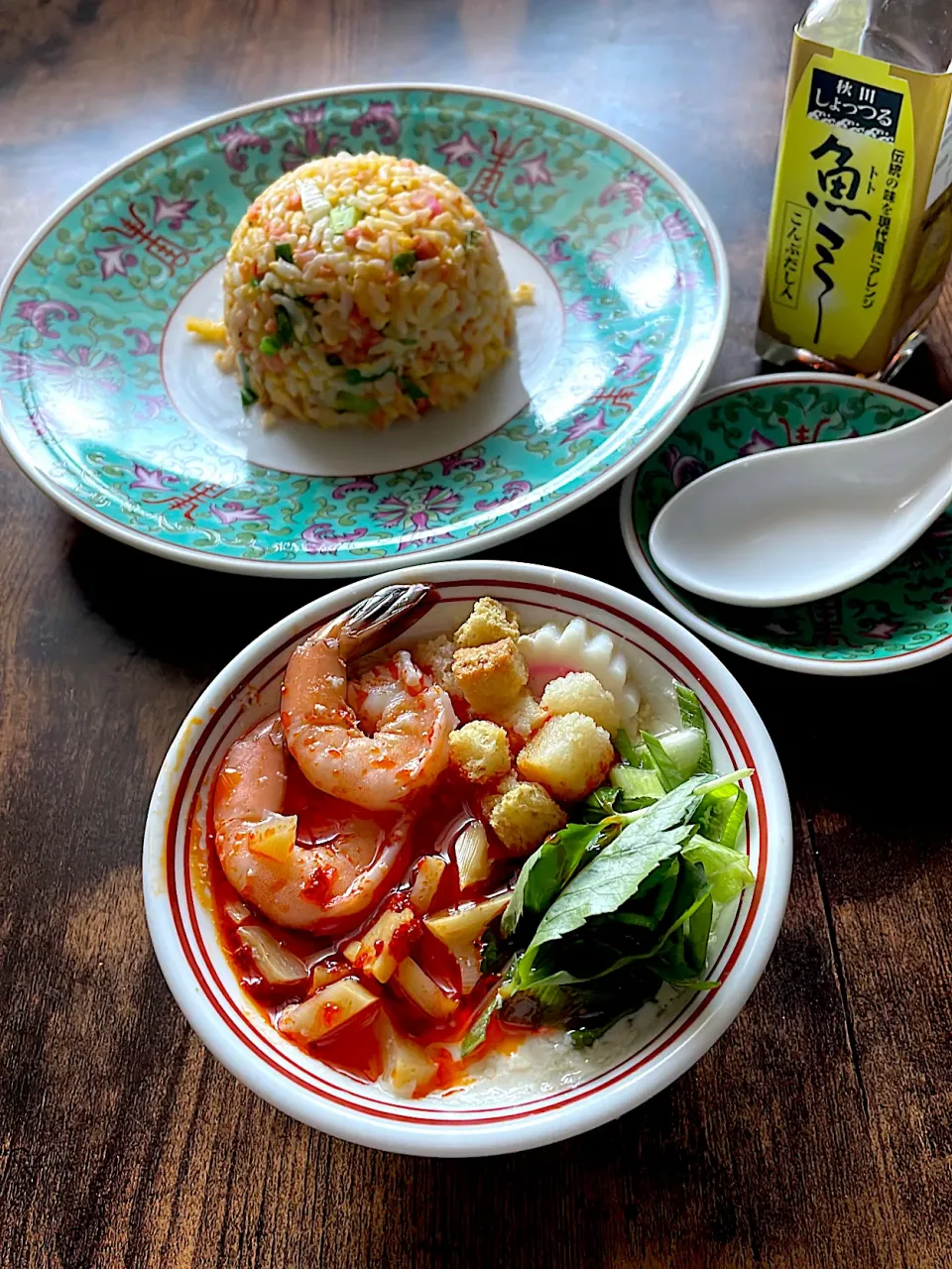 Snapdishの料理写真:魚ミ〜で鹹豆漿（シェントウジャン)と懐かしの焼き飯|とんちんさん