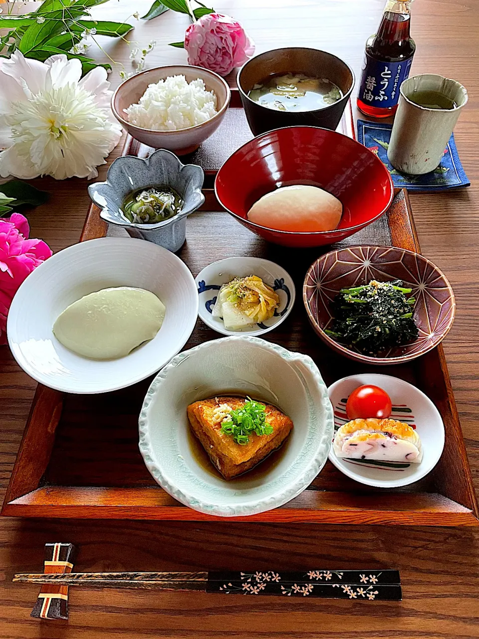 サミカさんの料理 MOMOちゃんから頂いたお豆腐でヘルシー御膳出来ました😋|サミカさん