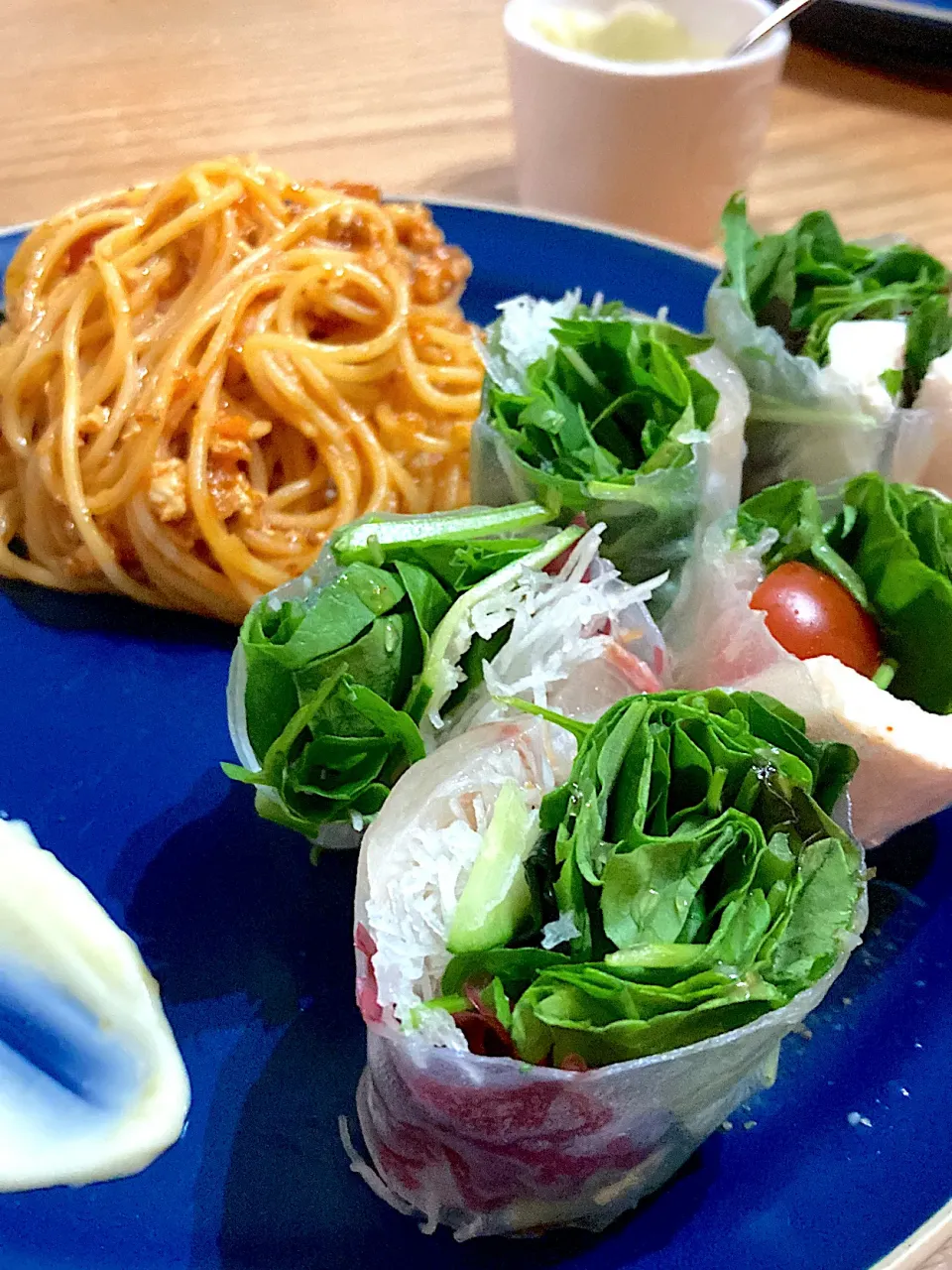 パスタと生春巻き|海山つぶさん