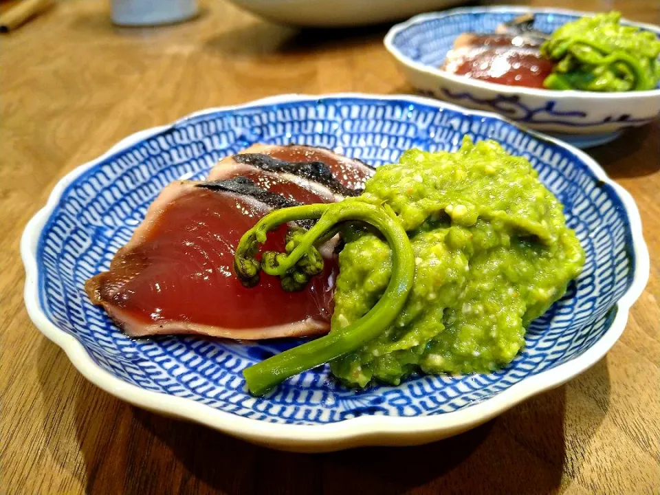 鰹とわらびのたたき掛け|古尾谷りかこさん