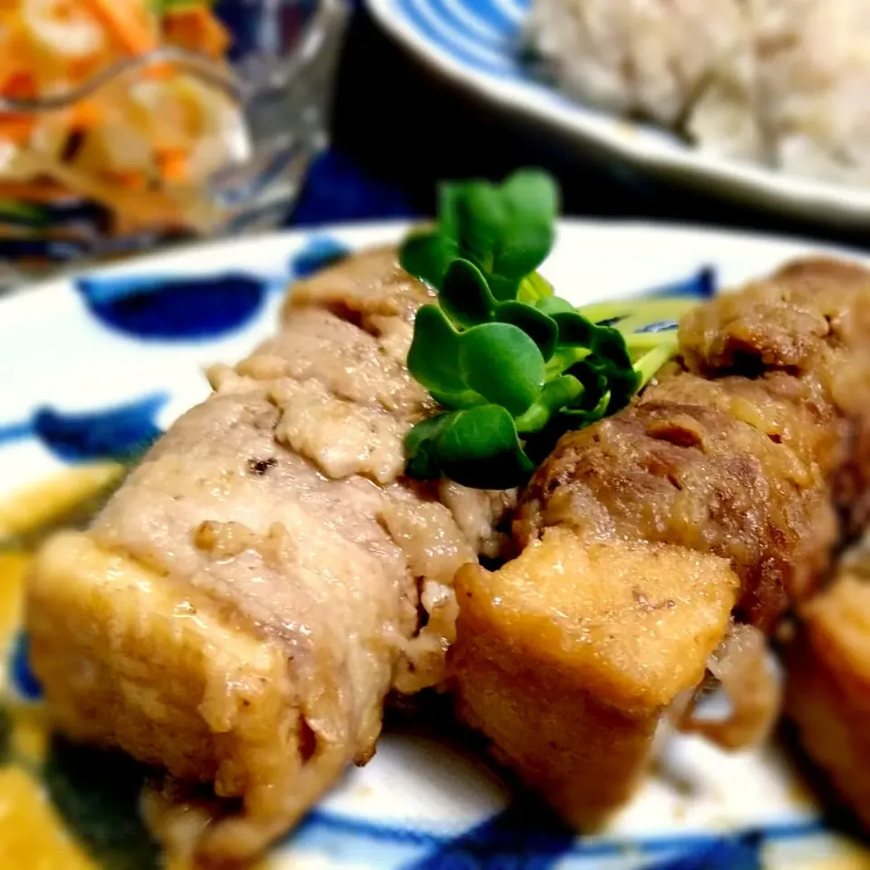 肉巻き厚揚げ豆腐の甘辛煮|とまと🍅さん