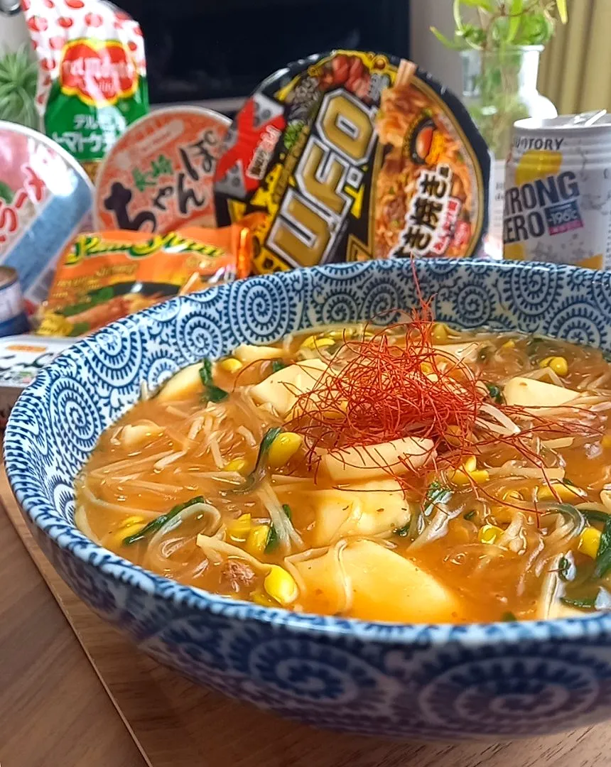 ｲｶと豆もやしの麻婆春雨|まりおさん