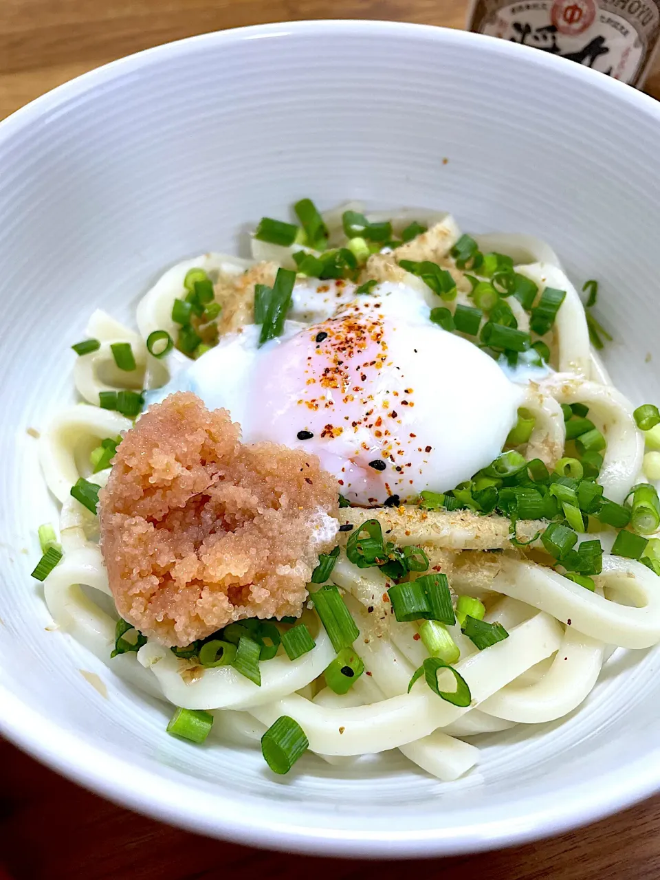 Snapdishの料理写真:ぶっかけ温玉明太子うどん|morimi32さん