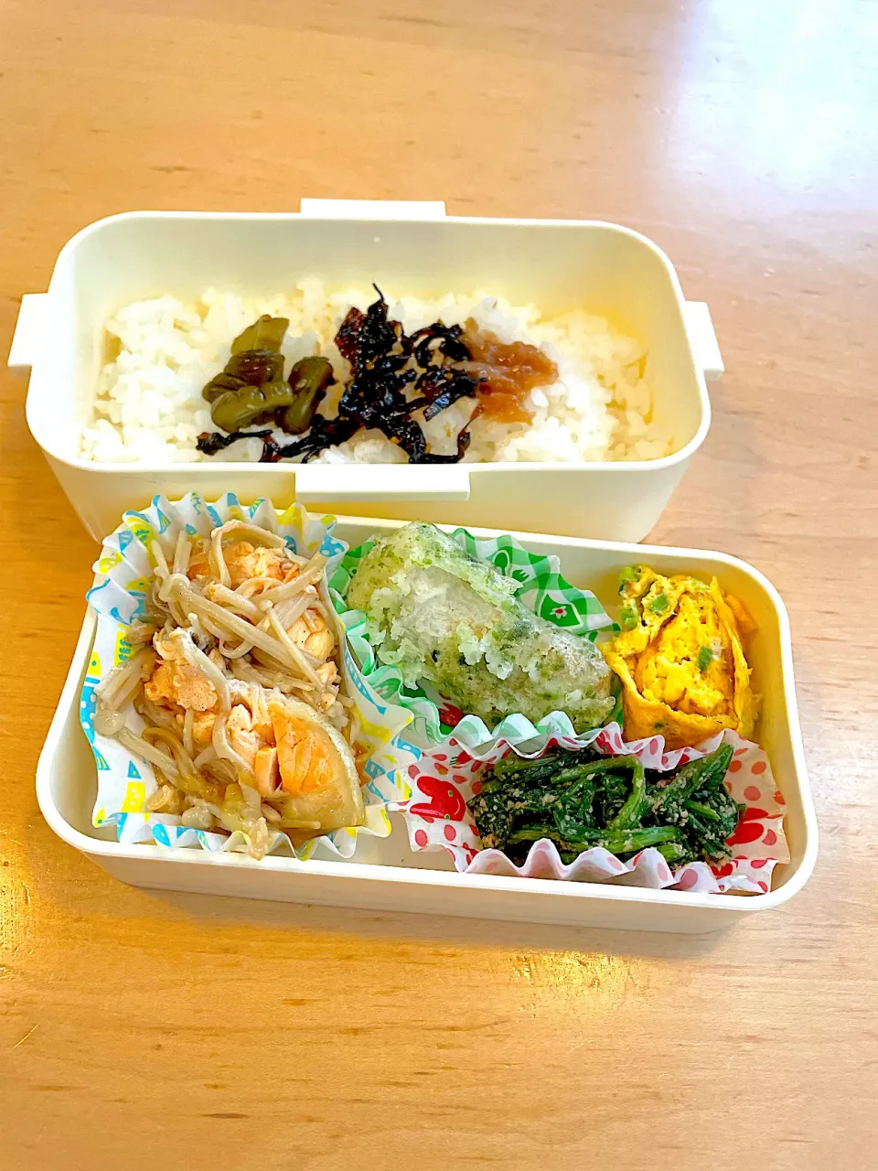 中学生弁当　サーモンのムニエル|りんごさん