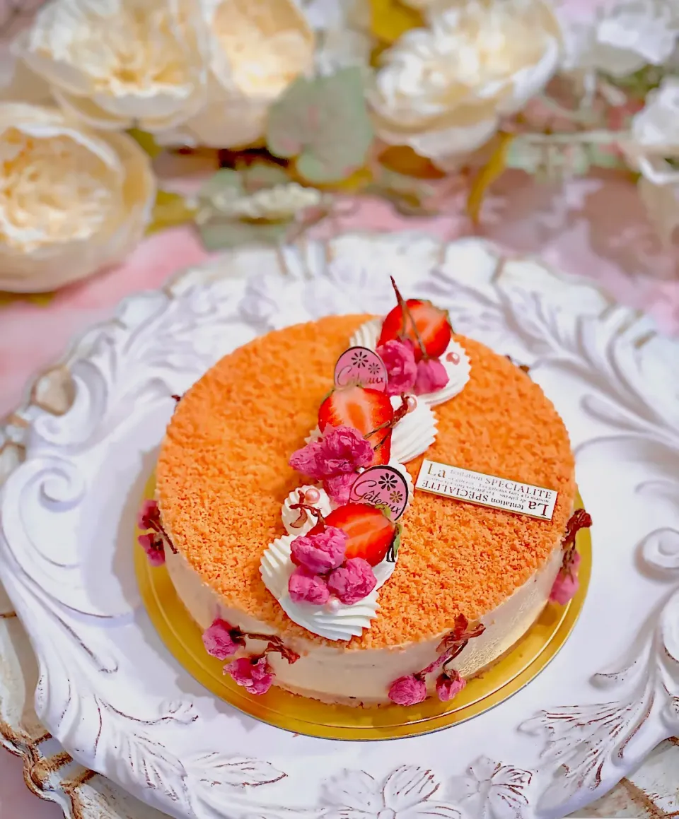 桜餡とマスカルポーネのムースケーキ🥰時期ハズレですけどサ〜ク〜ラ〜🌸🌸🌸|AXさん