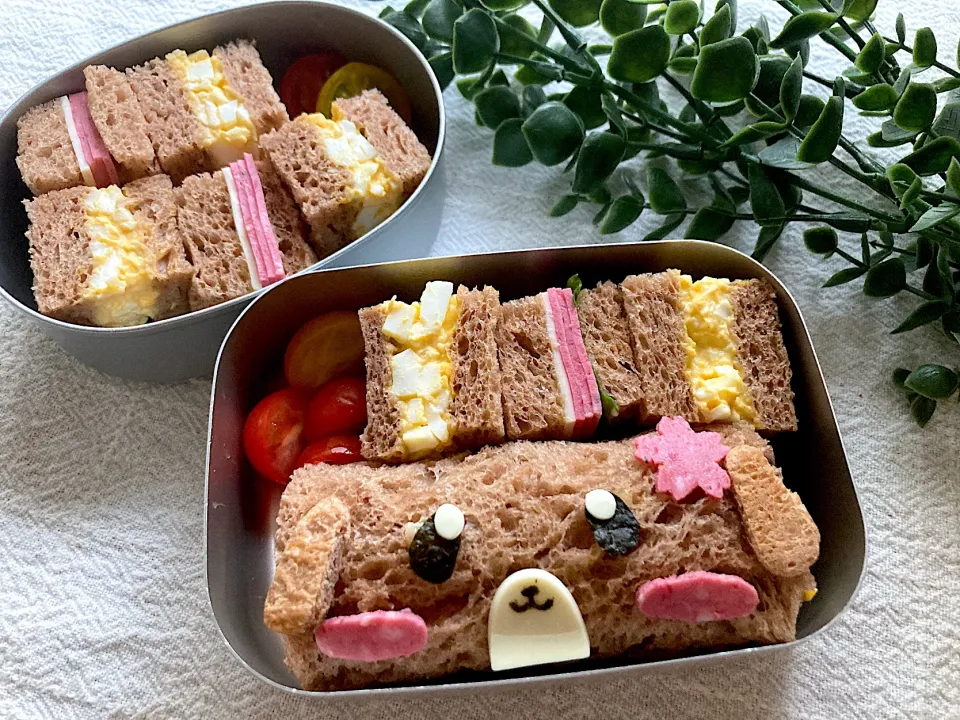 ＊茶色いわんこ🐶ロールサンド＊ちびたんとべびたんの幼稚園お弁当＊|＊抹茶＊さん