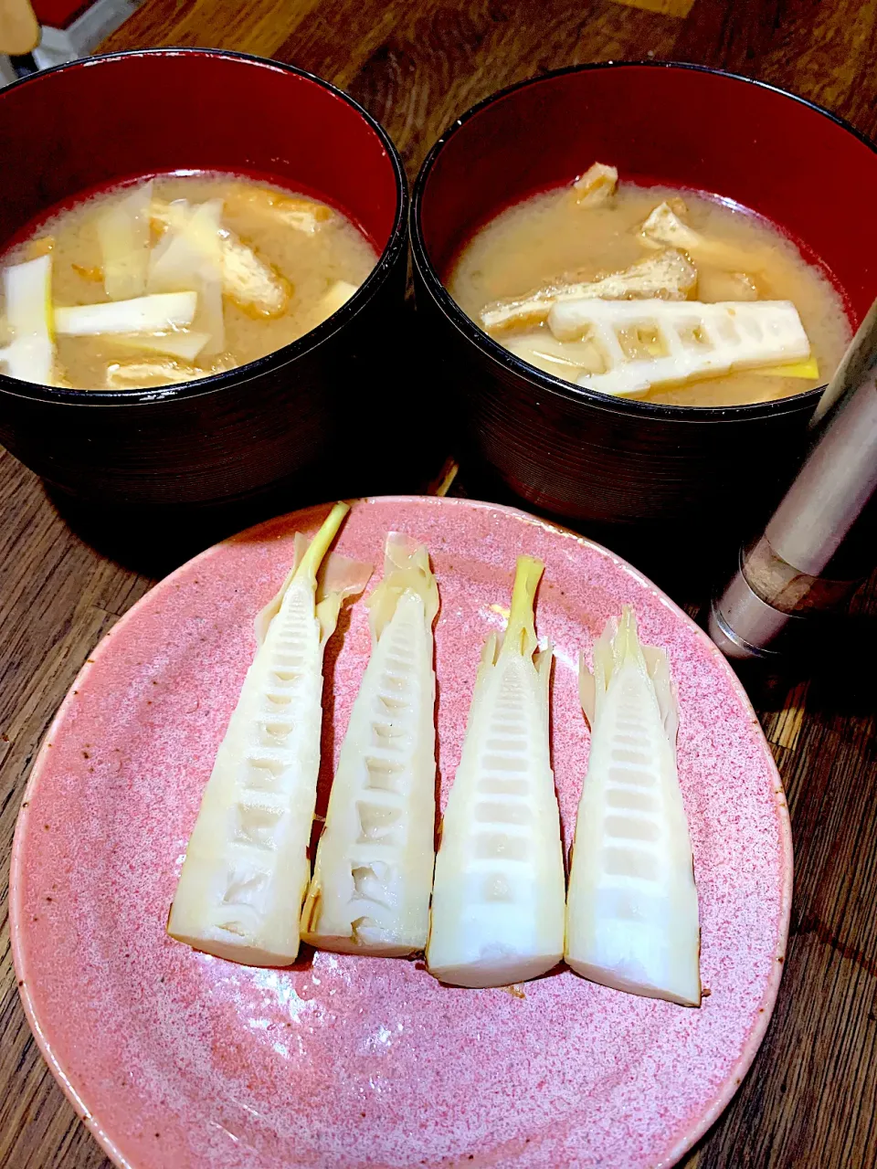 大名竹の素焼きと味噌汁|パオパオあつこさん