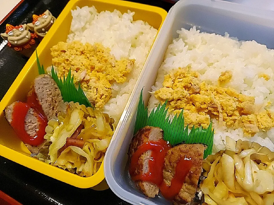 Snapdishの料理写真:夫弁当、息子弁当|みどりさん