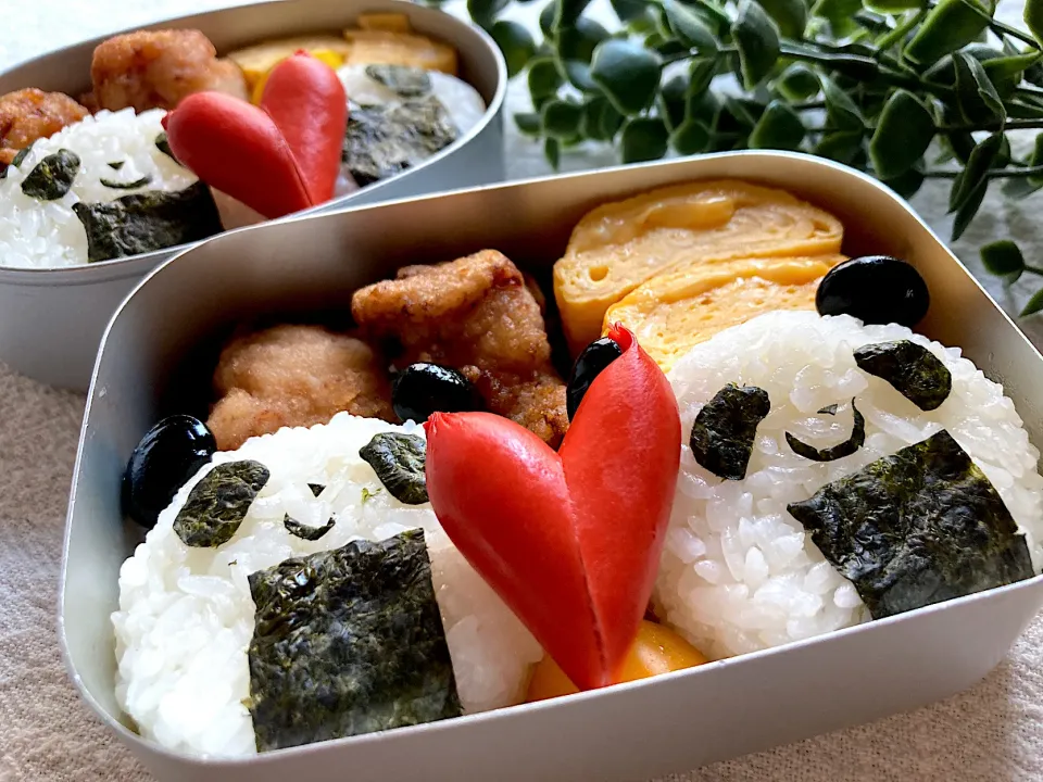 ＊パンダさんおにぎり🐼ちびたんとべびたんの幼稚園お弁当＊|＊抹茶＊さん